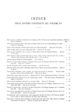 INDICE DELLE MATERIE CONTENUTE NEL VOLUME XV