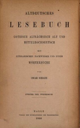 Altdeutsches Wörterbuch. II