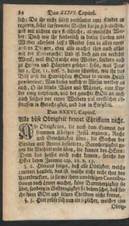 Das XXXVI. Capitel. Alle böse Obrigkeit kennet Christum nicht.