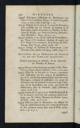 320-335, Histoires de la Noblesse de France et de ses Familles Illustres