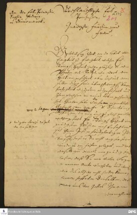 Brief von August Hermann Francke an Sophie Hedwig Prinzessin von Dänemark.