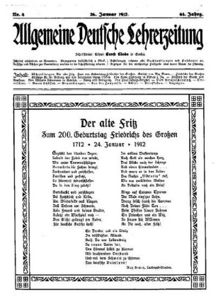 Der alte Fritz : zum 200. Geburtstag Friedrich des Großen