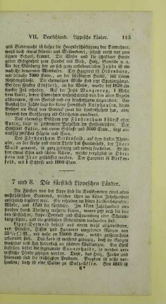 7 und 8. Die fuerstlich Lippeschen Laender