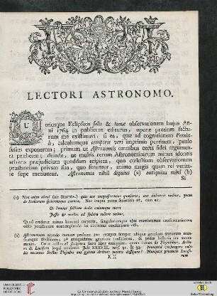 Lectori Astronomo