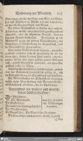 Verzeichniß der wahren und menschlichen Wissenschafften