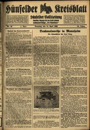 Zweite Ausgabe vom Dienstag, den 18. April 1933.
