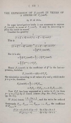 The Expression of ... in terms of series of ... .