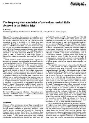 The frequency characteristics of anomalous vertical fields observed in the British Isles