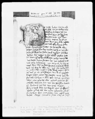 Sammelband verschiedener religiöser Schriften — Initiale D, Taufe Christi, Folio 58verso