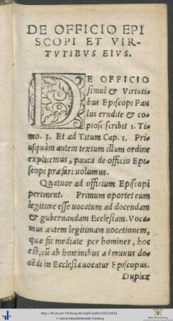 De Officio Episcopi Et Virtutibus Eius