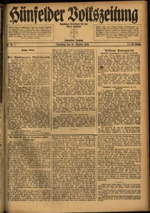 Erste Ausgabe vom Samstag, den 25. Oktober 1919.