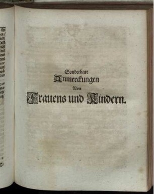 Sonderbare Anmerckungen Von Frauens und Kindern.