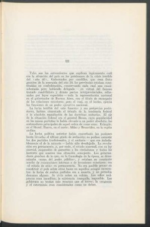 III - [La crisis político-social del año XX: el régimen del caudillaje]