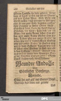 Neundte Andacht. Von Göttlicher Vorsorge.