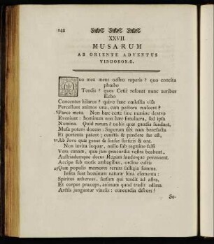 XXVII. Musarum ab oriente adventus vindobonæ. - XXXIII. Canzone.