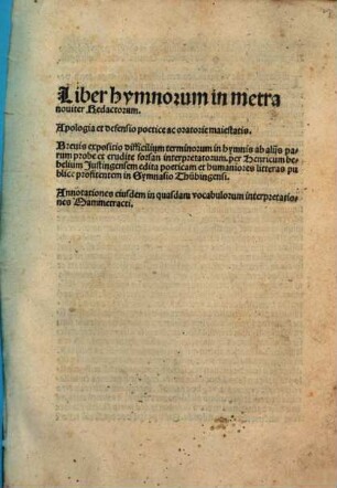 Liber hymnorum in metra nouiter Redactorum
