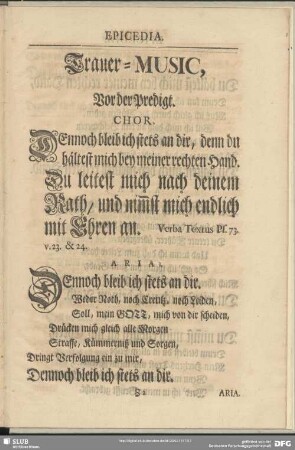 Trauer-Music, Vor der Predigt