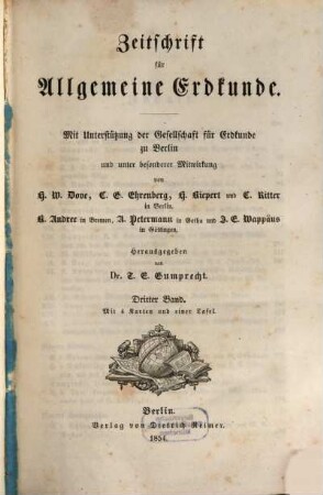 Zeitschrift für allgemeine Erdkunde, 3. 1854