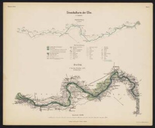 30 Kartenbeilagen zu: Der Elbstrom, sein Stromgebiet und seine wichtigsten Nebenflüsse : eine hydrographische, wasserwirtschaftliche und wasserrechtliche Darstellung. 1898 : Stromthalkarte der Elbe / Eintheilung und 1. Leitmeritz