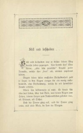 Still und bescheiden...