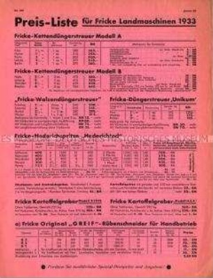 Preisliste für Ketten-Düngerstreuer