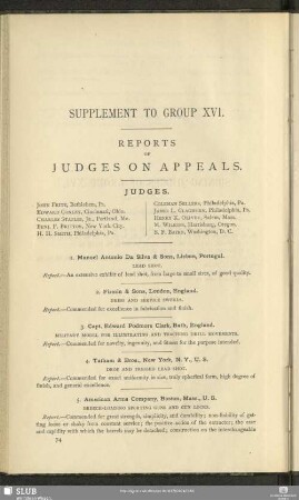 Supplement To Group XVI. Reports Of Judges On Appeals