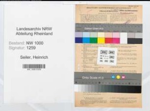 Entnazifizierung Heinrich Seiler, geb. 18.01.1901 (Finanzassistent)