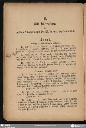 II. 150 schpruchow, po małym katechismußu Dr. M. Luthera srjadowanych
