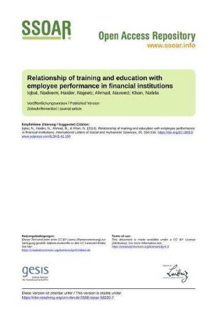 Relationship of training and education with employee performance in financial institutions