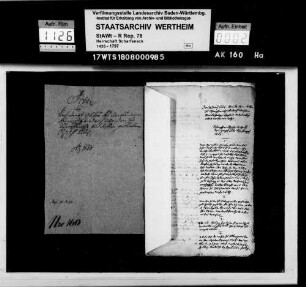 Rechnungsabhör des Amtmanns Hans Friedrich Weis zu Scharfeneck und dessen gebliebener Rezess