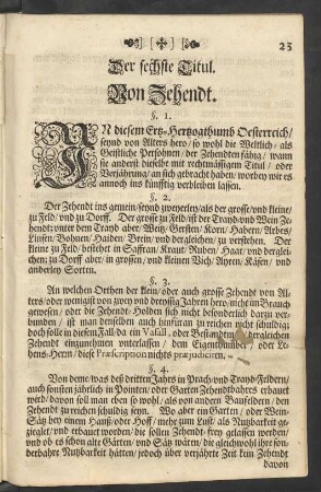 Der sechste Titul. Von Zehendt