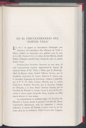 En el cincuentenario del "Santos Vega"