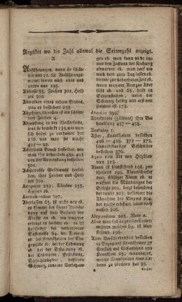 Register wo die Zahl allemal die Seitenzahl anzeigt.