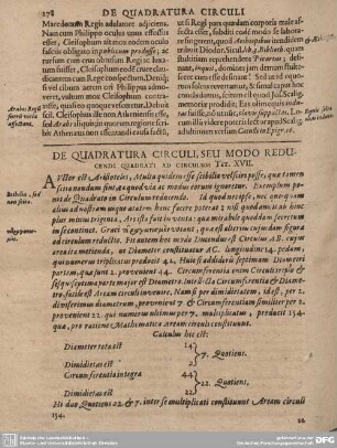 De Quaratura Circuli, seu Modo Reducendi Quadrati ad Circulum Tit. XVII.