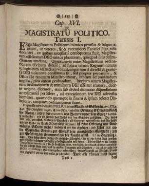 Cap. XVI. De Magistratu Politico.