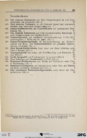 Verschiedenes (Nr. 684-696)