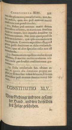 Constitutio XLV. Vom Gedinge und von gesamter Hand, und wie derselben soll Folge geschehen