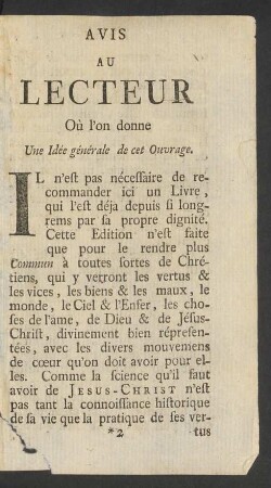 Avis Au Lecteur