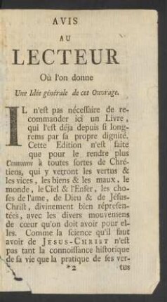 Avis Au Lecteur