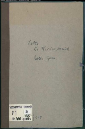 Kirchenbuchduplikat der katholischen Gemeinde Lette, Kreis Wiedenbrück (GHT 1850-1874) (Gemeinde: Katholische Gemeinde Lette)