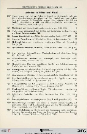 Arbeiten in Silber und Metall (Nr. 308-405)