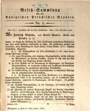 Gesetzsammlung für die Königlich-Preußischen Staaten : enth. d. Verordnungen vom ... 1826, 1826