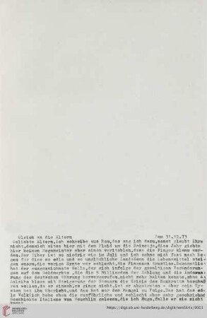 Briefe von und an Ulrich und Ulrike von Wilamowitz-Moellendorff ("2. Abschrift"): Brief von Ulrich von Wilamowitz-Moellendorff an Arnold von Wilamowitz-Moellendorff und Ulrike von Wilamowitz-Moellendorff