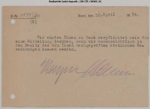 Brücke A: Postkarte bzgl. Festigkeitsberechnung der Siegbrücke Siegburg