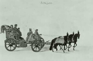Die erste Quadrille : Kutsche mit Pferdegespann, Graphit