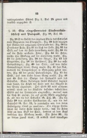 §. 32. Ein eingestemmtes Stubenthürschloß mit Pasquill, Fig. 28, Taf. 25