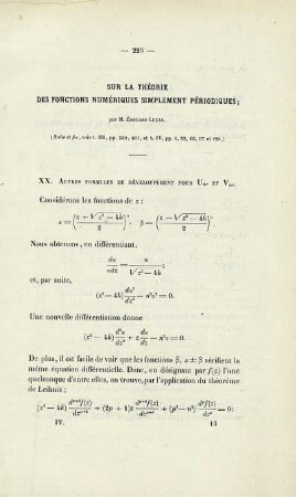 Sur la théorie des fonctions numériques simplement périodiques.