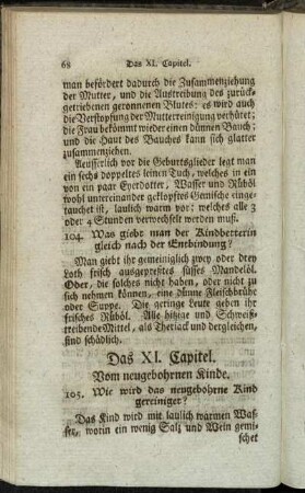 Das XI. Capitel. Vom neugebohrnen Kinde.