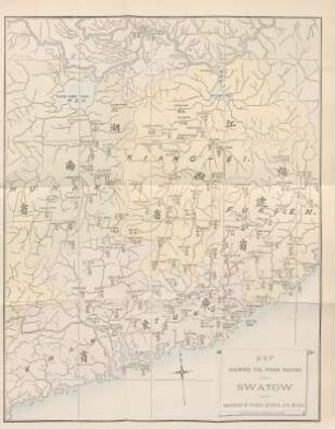 Map showing the trade routes connecting Swatow with the provinces of Fukien, Kiangsi, and Hunan