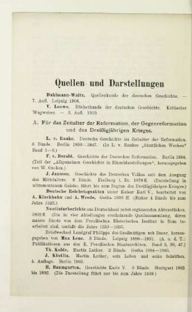 Quellen und Darstellungen